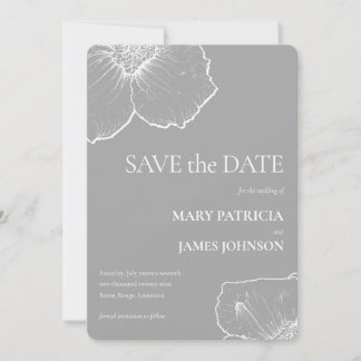 Minimalistisches Weiß-Floral-Clematis Zeichnend Ho Save The Date