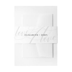 Minimalistisches Weiß & Graue Kalligrafie Chic Wed Einladungsbanderole