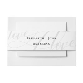 Minimalistisches Weiß & Graue Kalligrafie Chic Wed Einladungsbanderole