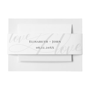 Minimalistisches Weiß & Graue Kalligrafie Chic Wed Einladungsbanderole