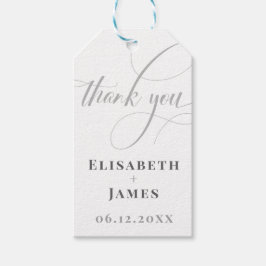 Minimalistisches Weiß & Graue Kalligrafie Chic Wed Geschenkanhänger