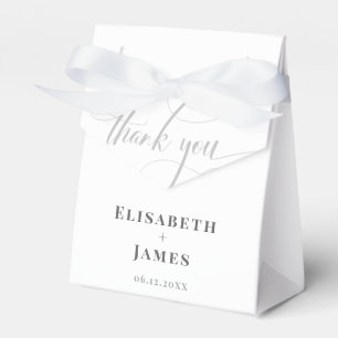 Minimalistisches Weiß & Graue Kalligrafie Chic Wed Geschenkschachtel