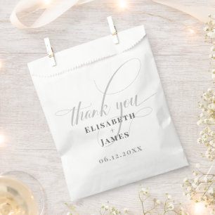Minimalistisches Weiß & Graue Kalligrafie Chic Wed Geschenktütchen