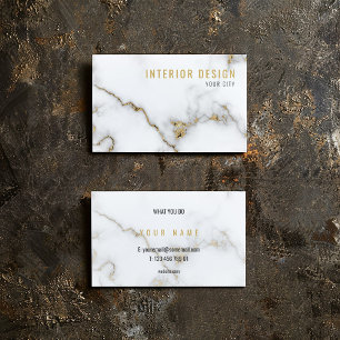 Minimalistisches Weiß und Gold Luxus-Marmor Visitenkarte