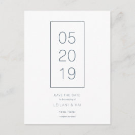 Minimalistisches Weiß und Navy Save the Date Postk Ankündigungspostkarte