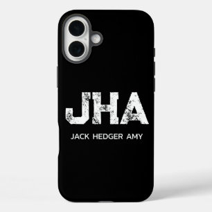 MINIMALISTISCHES WEIßES DREIBUCHSTABEN-MONOGRAMM-N iPhone 16 PLUS HÜLLE
