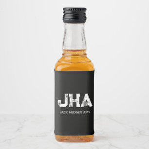 MINIMALISTISCHES WEIßES DREIBUCHSTABIGES MONOGRAMM ALKOHOLFLASCHENETIKETT