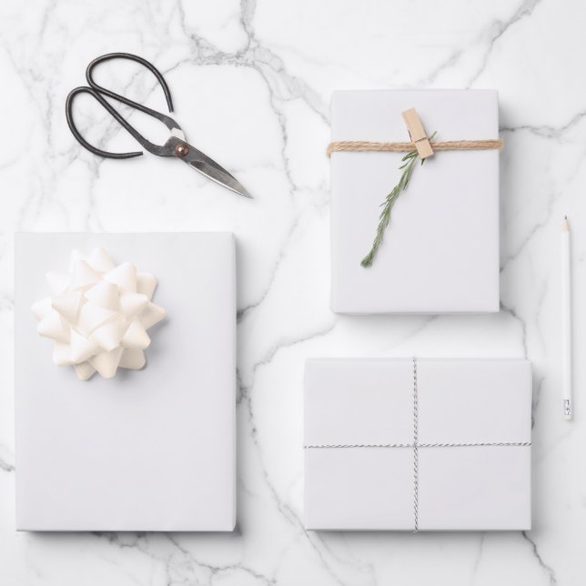 Minimalistisches, weißes Eichel schlichte, elegant Geschenkpapier Set (Vorderseite)