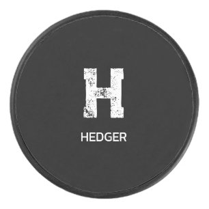 MINIMALISTISCHES WEIßES EIN-BUCHSTABEN-MONOGRAMM N EISHOCKEY PUCK