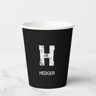MINIMALISTISCHES WEIßES EIN-BUCHSTABEN-MONOGRAMM N PAPPBECHER