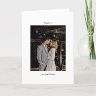 Minimalistisches weißes elegantes Hochzeitsszenari Dankeskarte