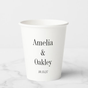 Minimalistisches Weißes Elegantes Hochzeitsszenari Pappbecher