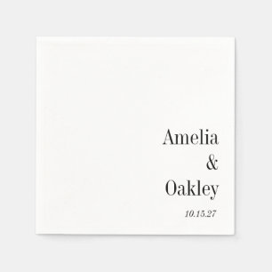 Minimalistisches Weißes Elegantes Hochzeitsszenari Serviette
