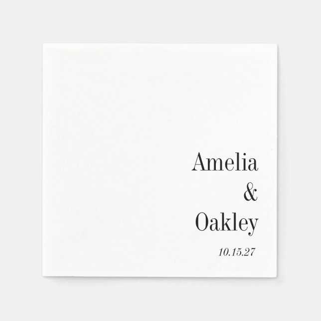 Minimalistisches Weißes Elegantes Hochzeitsszenari Serviette (Vorderseite)