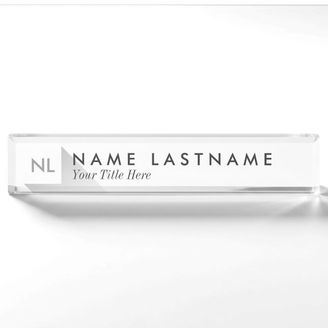 Minimalistisches weißes elegantes namensplakette (Vorderseite)