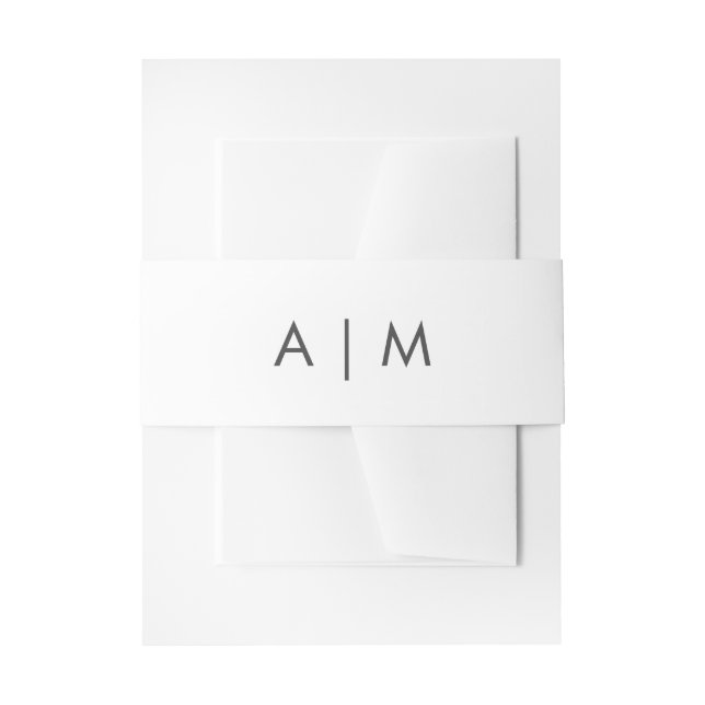 Minimalistisches weißes Hochzeits-Monogramm des Einladungsbanderole (Vorderseite Beispiel)