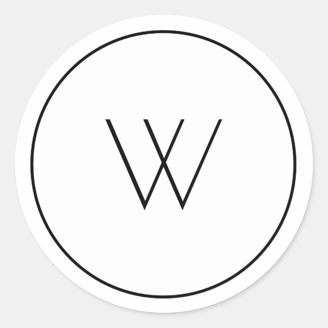 Minimalistisches weißes Monogramm Einfaches Single Runder Aufkleber (Vorderseite)