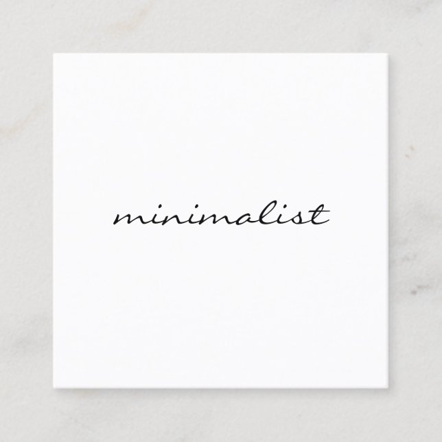 Minimalistisches Weißes Quadratische Visitenkarte (Vorderseite)