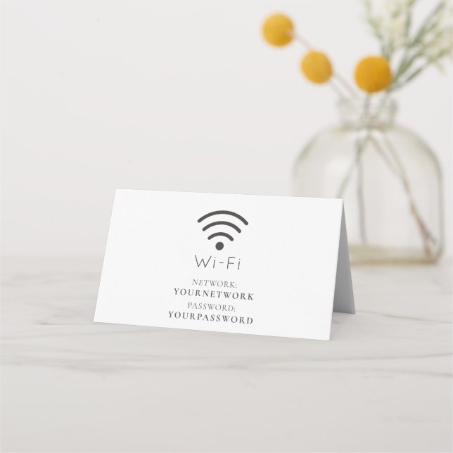 Minimalistisches weißes Wi-Fi-Zeichen Platzkarte (Vorderseite)