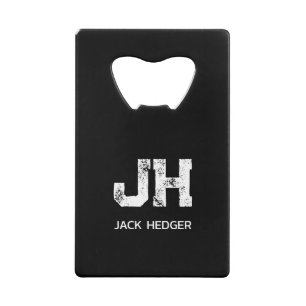 MINIMALISTISCHES WEIßES ZWEI-BUCHSTABEN-MONOGRAMM  GELDBEUTEL FLASCHENÖFFNER