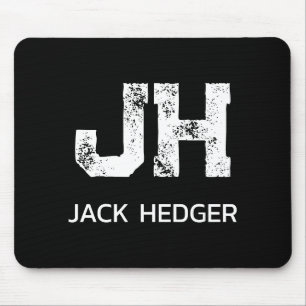 MINIMALISTISCHES WEIßES ZWEI-BUCHSTABEN-MONOGRAMM  MOUSEPAD