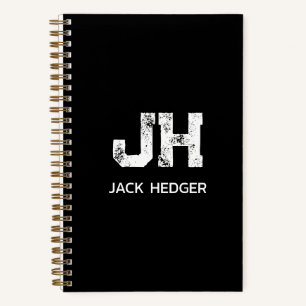 MINIMALISTISCHES WEIßES ZWEI-BUCHSTABEN-MONOGRAMM  NOTIZBUCH