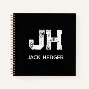 MINIMALISTISCHES WEIßES ZWEI-BUCHSTABEN-MONOGRAMM NOTIZBUCH