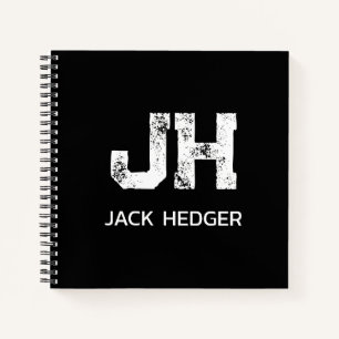 MINIMALISTISCHES WEIßES ZWEI-BUCHSTABEN-MONOGRAMM  NOTIZBUCH
