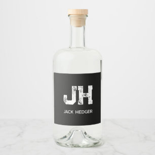 MINIMALISTISCHES WEIßES ZWEIBUCHSTABEN-MONOGRAMM-N ALKOHOLFLASCHENETIKETT