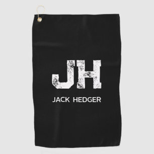 MINIMALISTISCHES WEIßES ZWEIBUCHSTABIGES MONOGRAMM GOLFHANDTUCH