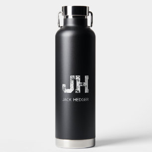 MINIMALISTISCHES WEIßES ZWEIBUCHSTABIGES MONOGRAMM TRINKFLASCHE