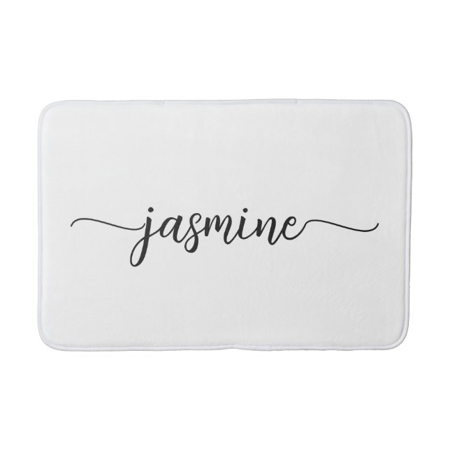 Minimalistisches White Girl Monogram Name Script Badematte (Vorderseite)