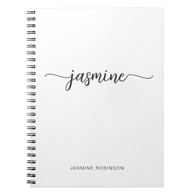 Minimalistisches White Girl Monogram Name Script Notizblock (Vorderseite)