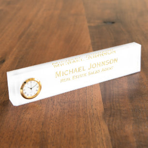 Minimalistisches White Gold Business Office Namensplakette