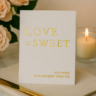 Minimalistisches White & Gold Dessert Tafelschild Folien Feiertagskarte