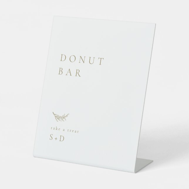 Minimalistisches White Gold Donut Bar Wedding-Zeic Sockelschild (Vorderseite)