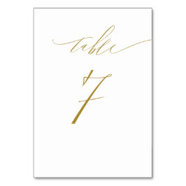 Minimalistisches White Gold Elegante Script No. 7 Tischnummer