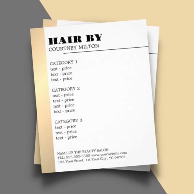 Minimalistisches White Imitats Gold Line Friseurme Flyer (Von Creator hochgeladen)