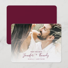 Minimalistisches White Overlay Burgundy Script & F Save The Date