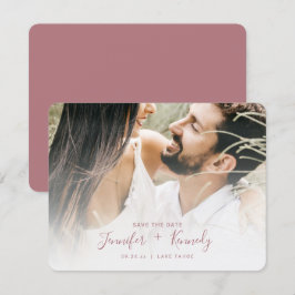 Minimalistisches White Overlay Dusty Rose Script & Save The Date