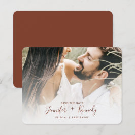 Minimalistisches White Overlay Paprika Script & Fo Save The Date