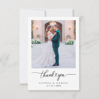 Minimalistisches White Wedding Foto Dankeschön Kar Dankeskarte