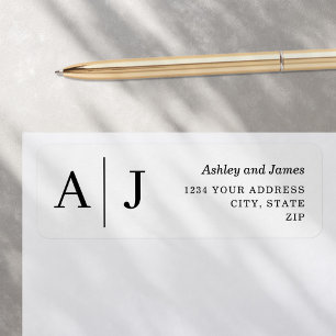 Minimalistisches White Wedding Return-Adressetiket