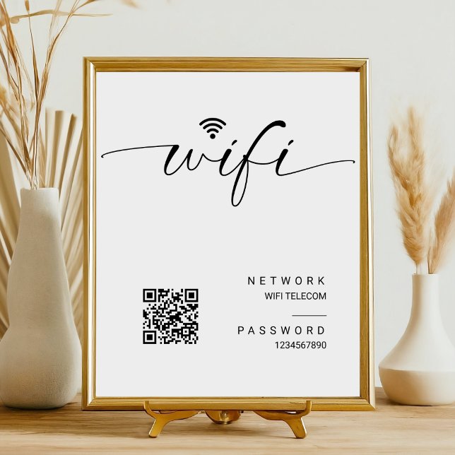 Minimalistisches WiFi Password Qr Code Hochzeitsze Sockelschild (Von Creator hochgeladen)