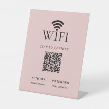 Minimalistisches WiFi-Passwort-Schild mit QR-Code
