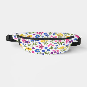 Minimalistisches Wildblumen-Nahtlosmuster auf Weiß Bauchtasche