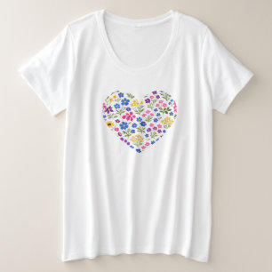 Minimalistisches Wildblumen-Nahtlosmuster auf Weiß Große Größe T-Shirt