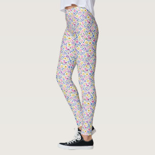 Minimalistisches Wildblumen-Nahtlosmuster auf Weiß Leggings