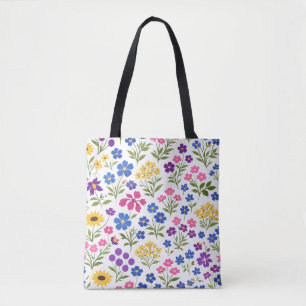 Minimalistisches Wildblumen-Nahtlosmuster auf Weiß Tasche