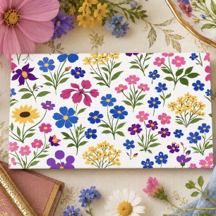 Minimalistisches Wildblumen-Nahtlosmuster auf Weiß Visitenkarte